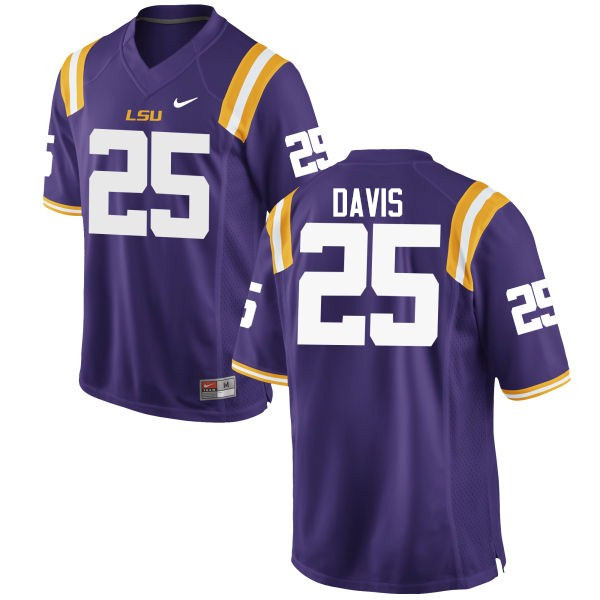 Men LSU Tigers #25 Drake Davis College Football Jerseys Game-Purple